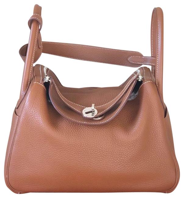 Hermes Like New Lindy30 Gold Clemence Leather Satchel