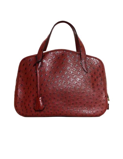 Hermes Limited Edition Doha Maroon Ostrich Leather Satchel