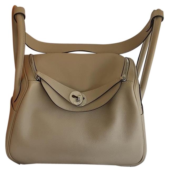 Hermes Lindy 26 Evercolor Trench Beige Leather Satchel