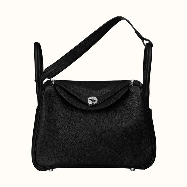 Hermes Lindy 30 2019 Black Clemence Leather Shoulder Bag