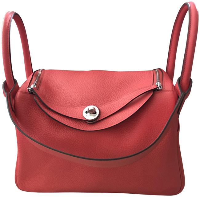 Hermes Lindy 30 Bougainvillea Clemence Leather Shoulder Bag