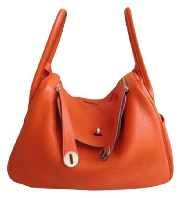 Hermes Lindy 30cm Orange Leather Shoulder Bag