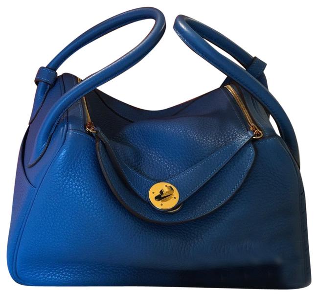 Hermes Lindy Clemence Blue Taurillon Leather Shoulder Bag