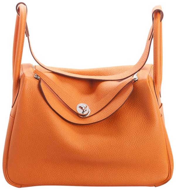 Hermes Lindy Clemence Classic Orange Leather Shoulder Bag