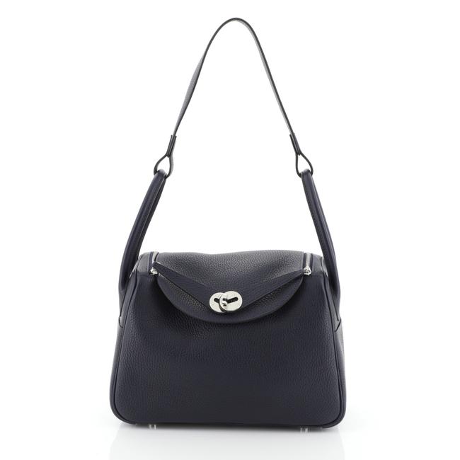 Hermes Lindy Handbag Clemence 26 Blue Leather Shoulder Bag