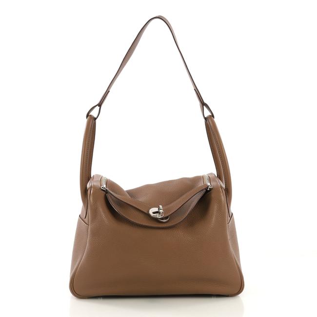 Hermes Lindy Handbag Clemence 30 Brown Leather Shoulder Bag