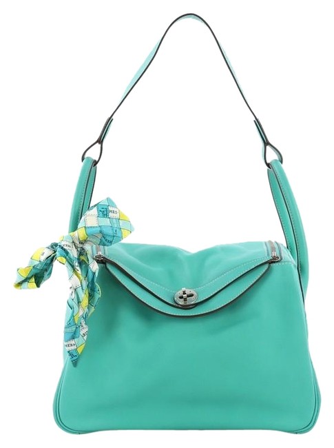 Hermes Lindy Handbag Swift 30 Green Leather Shoulder Bag