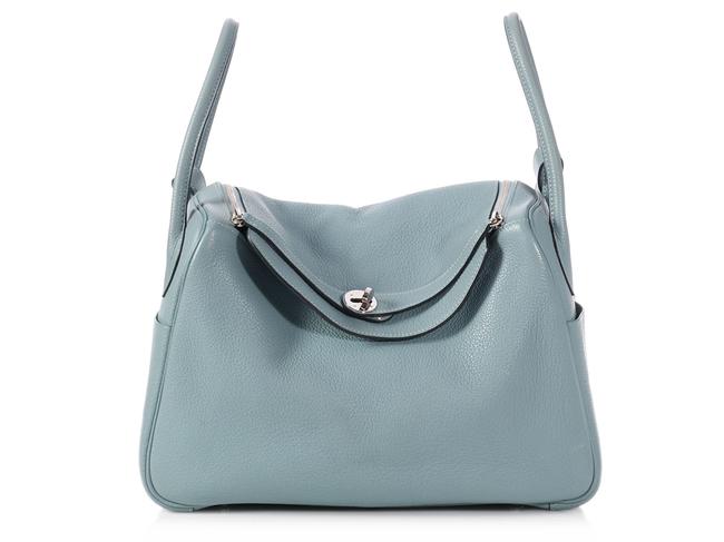 Hermes Lindy 34 Clemence Blue Leather Satchel