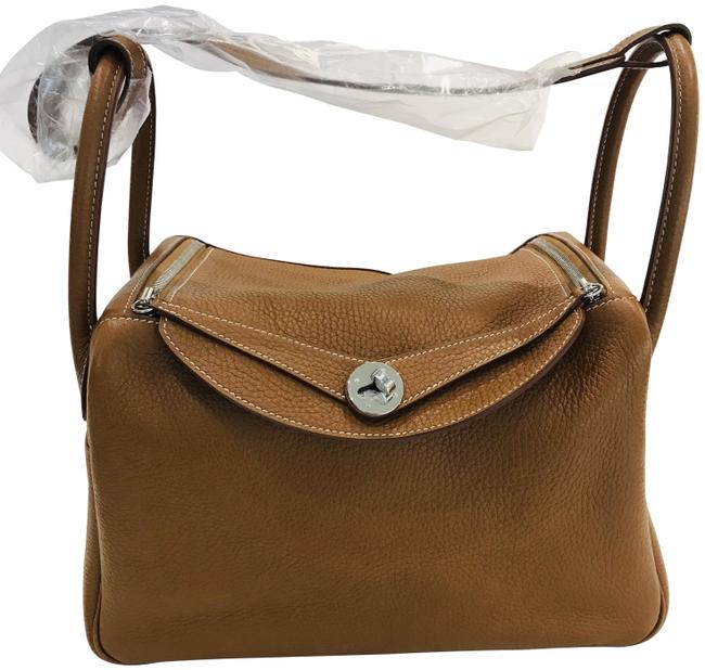 Hermes Lindy Taurillon Clemence 30 Gold Leather Shoulder Bag