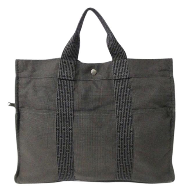 Hermes Bag Line Grey Cotton Canvas Tote