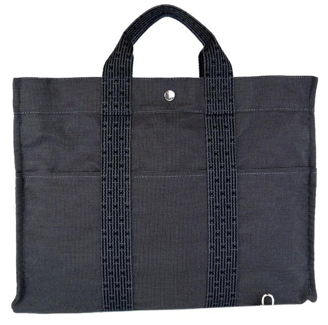 Hermes Line Mm Gray Canvas Hand Purse Made In France Tote