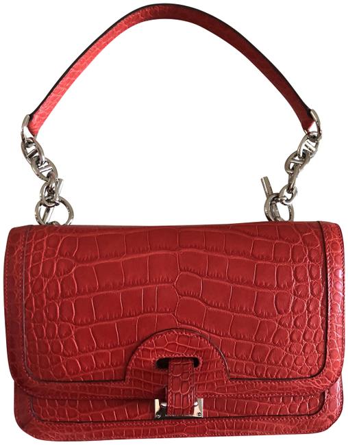 Hermes Matte Croc Chaine D' Ancre Chain Purse Red Crocodile Shoulder Bag