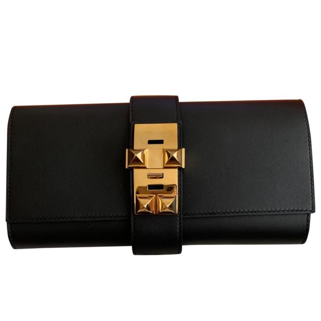 Hermes Medor Black Calfskin Leather Clutch