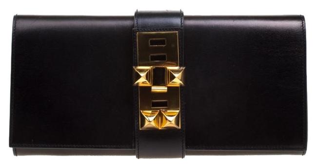 Hermes Medor Box 29 Black Leather Clutch