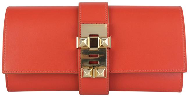 Hermes Medor Sanguine Leather Clutch