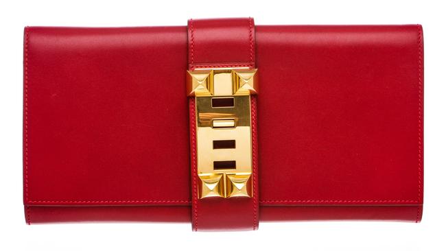 Hermes Medor Vermillion Veau Tadelakt 29cm 494367 Clutch