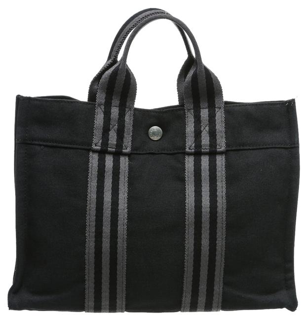 Hermes Mini Fourre Handbag Black Canvas Tote