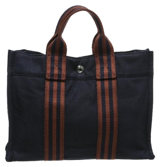 Hermes Mini Fourre Handbag Blue Canvas Tote