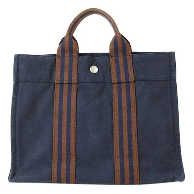 Hermes Bag Navy Canvas Tote