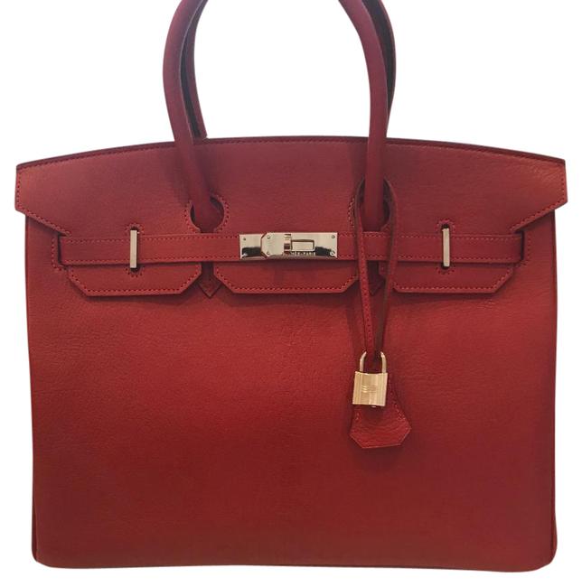 Hermes New Red Leather Satchel