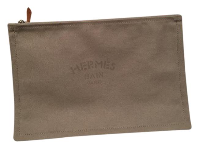 Hermes O case/Clutch/Flat Case/Pouch Beige Canvas Clutch