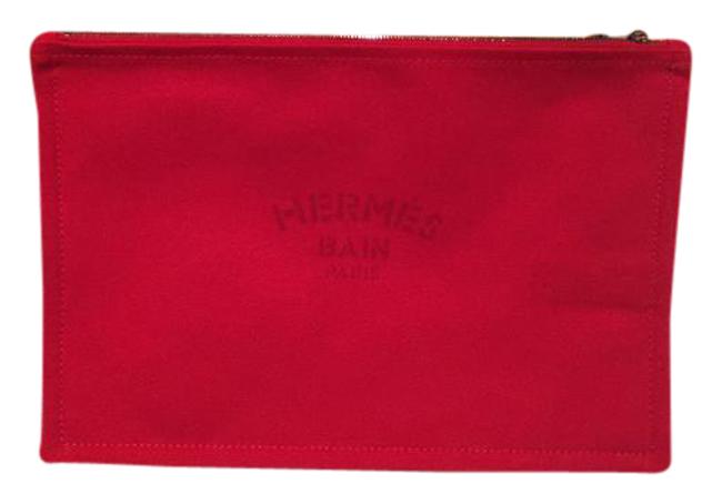 Hermes O case/Clutch/Pouch/Case Red Canvas Clutch