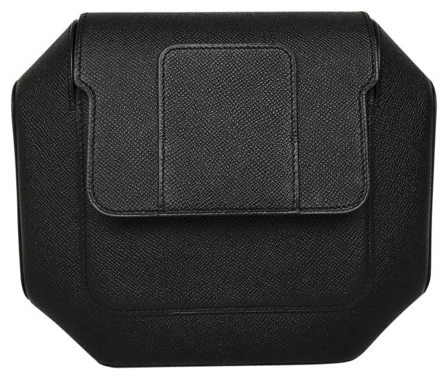 Hermes Octogone Black Epsom Leather Clutch