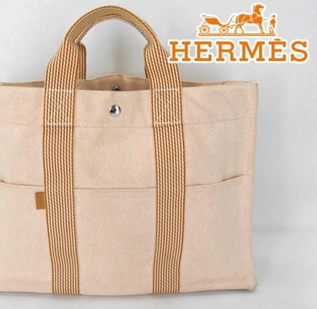 Hermes Speedy Orange Stripe Shopper Differenxe Creme Tote
