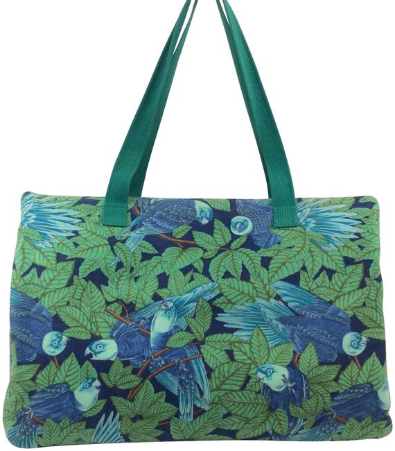 Hermes Cabas Parrot Green Canvas Tote
