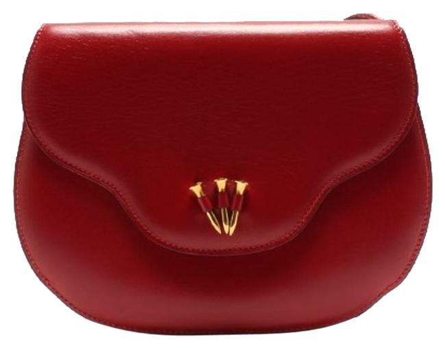 Hermes Clutch Paula Way Red Cowhide Leather Shoulder Bag