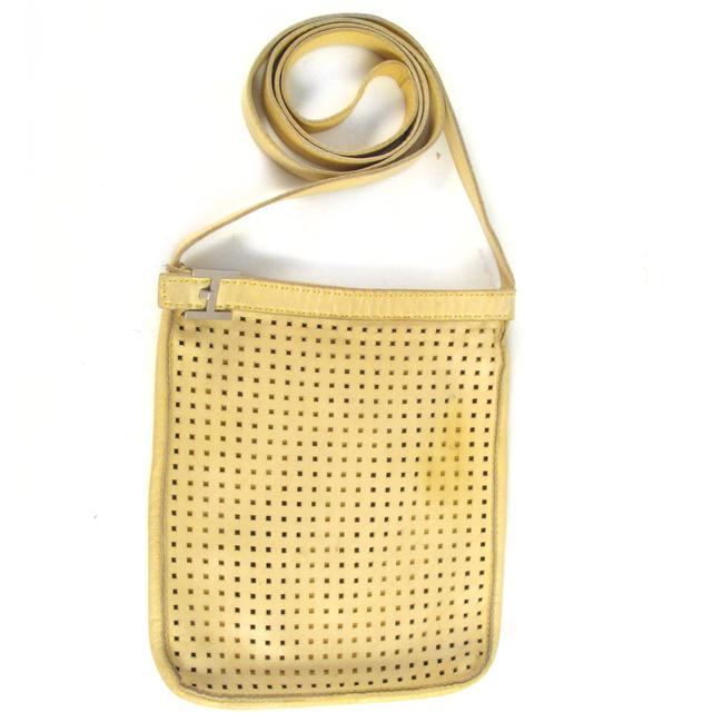 Hermes Crossbody Perforated Mini Handbag Yellow Leather Shoulder Bag