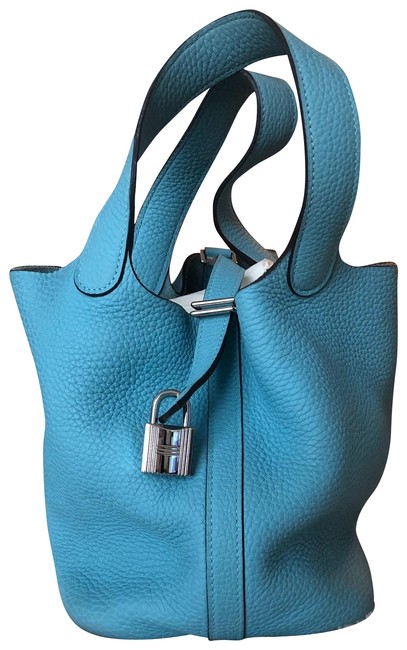 Hermes Picotin 18 Blue Leather Hobo Bag