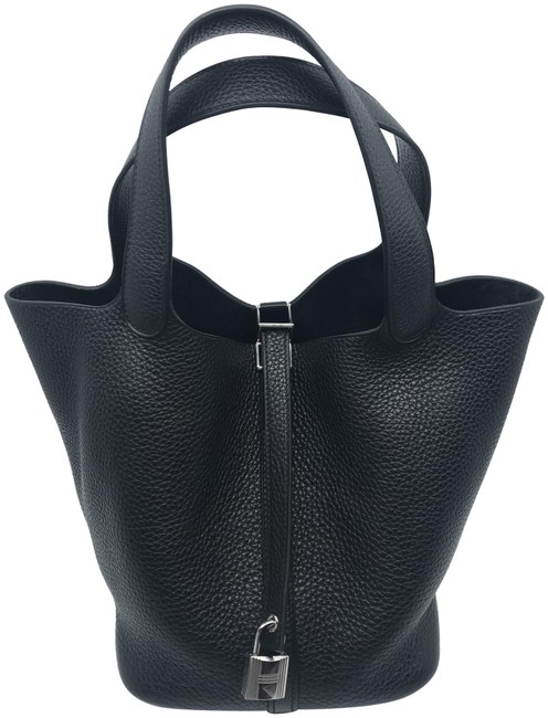 Hermes Picotin 22 Mm Black Clemence Leather Tote