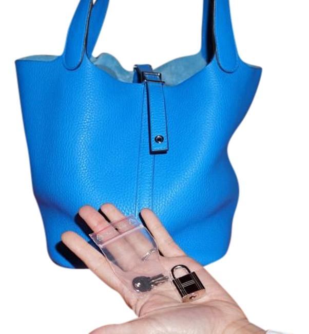 Hermes Picotin Blue Hydra Leather Satchel