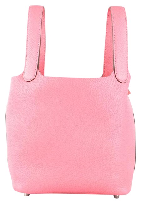 Hermes Picotin Clemence 18 Rose Azalee Leather Satchel