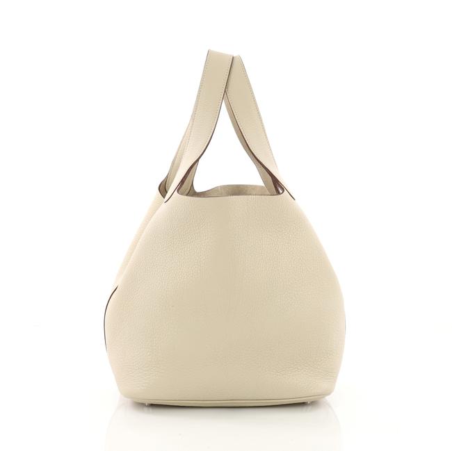 Hermes Picotin Handbag Clemence Mm Parchemin Leather Tote