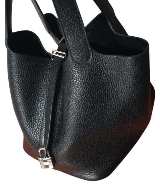 Hermes Picotin Lock 22 Black Leather Satchel