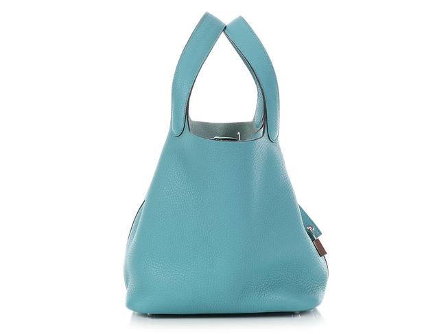 Hermes Picotin Lock 22 Clemence Bleu Saint Cyr Blue Leather Tote
