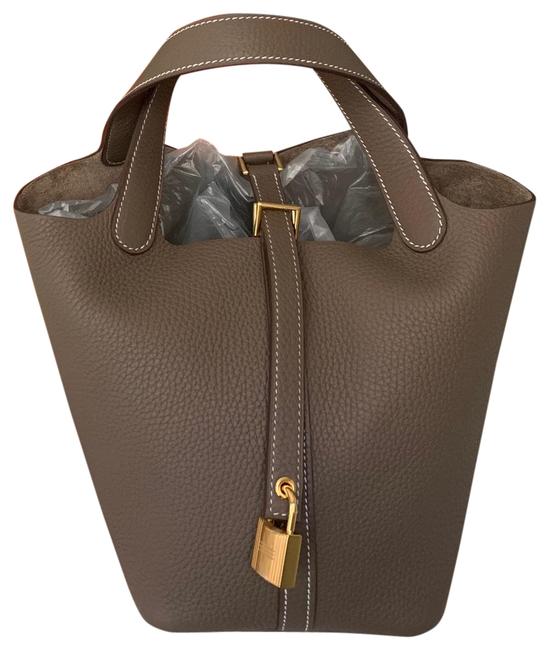 Hermes Picotin Lock Gold Hardware Etoupe Leather Tote