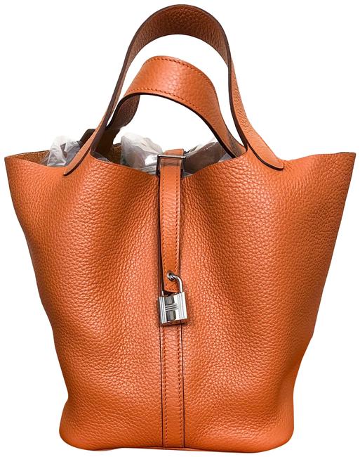 Hermes Picotin Lock Mm Orange Clemence Leather Tote