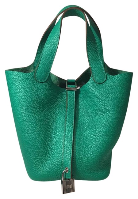 Hermes Picotin Lock Pm Green Leather Tote