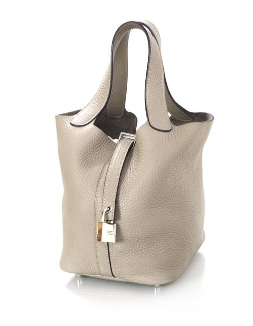 Hermes Picotin Lock Pm Gris Clemence Leather Tote