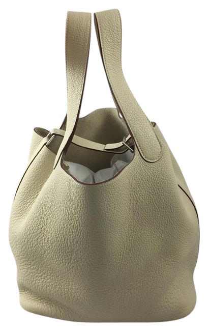 Hermes Picotin Taurillon Clemence Mm Beige Leather Tote