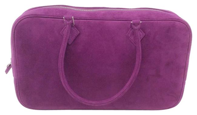 Hermes Plume 28 Fuchsia Suede Satchel