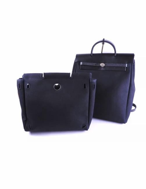 Hermes Pm 2 In 1 Black Toile Officier Canvas Backpack