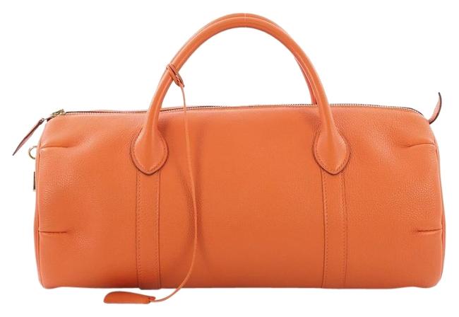 Hermes Polochon Togo 38 Orange Leather Satchel