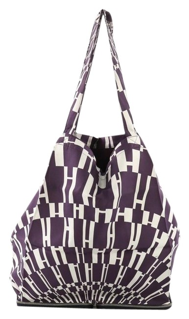 Hermes Pop Printed Navy Blue Silk Tote