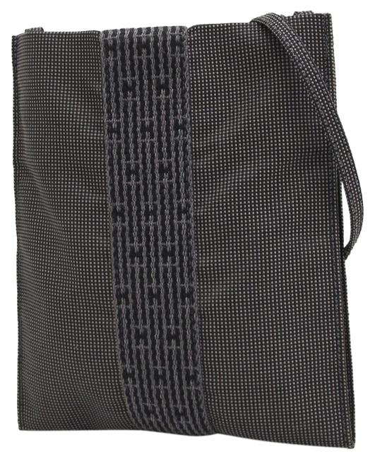 Hermes Pouch Black Canvas Cross Body Bag