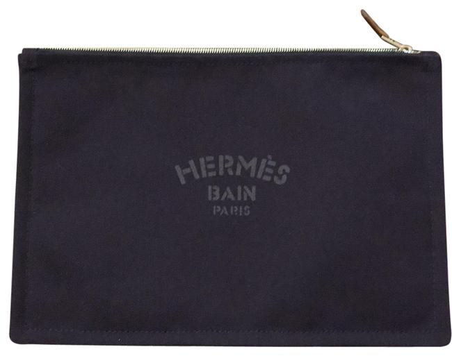 Hermes Yachting Pouch Navy Cotton Clutch