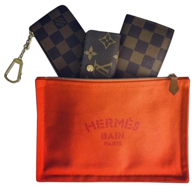 Hermes Pouch Red Canves Clutch